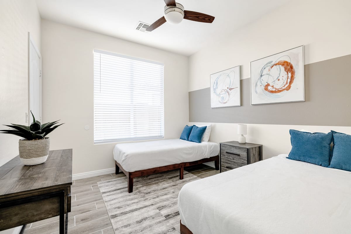 Guest bedroom staged for the next Airbnb check-in