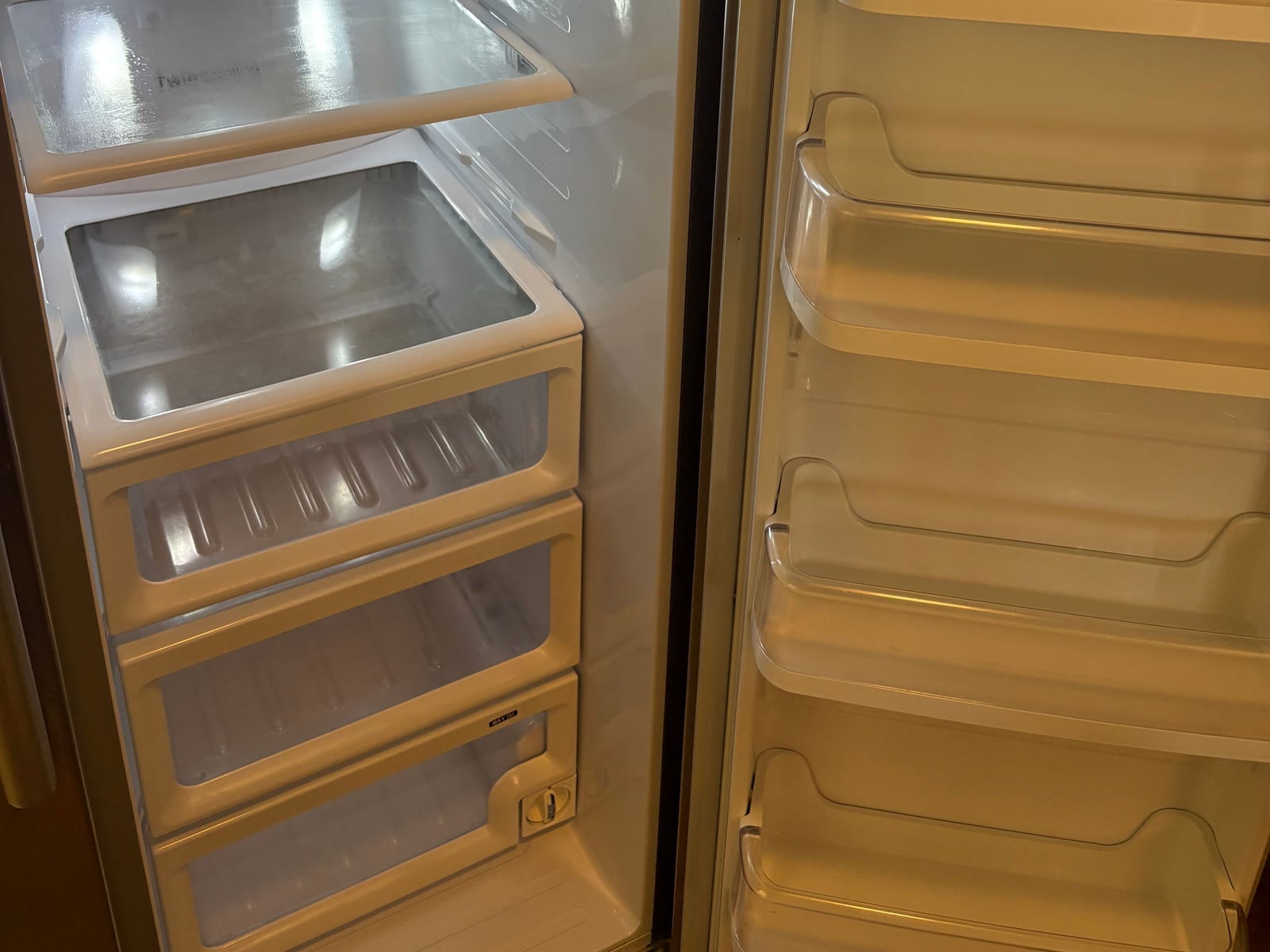 Same refrigerator interior spotless after our move-out cleaning