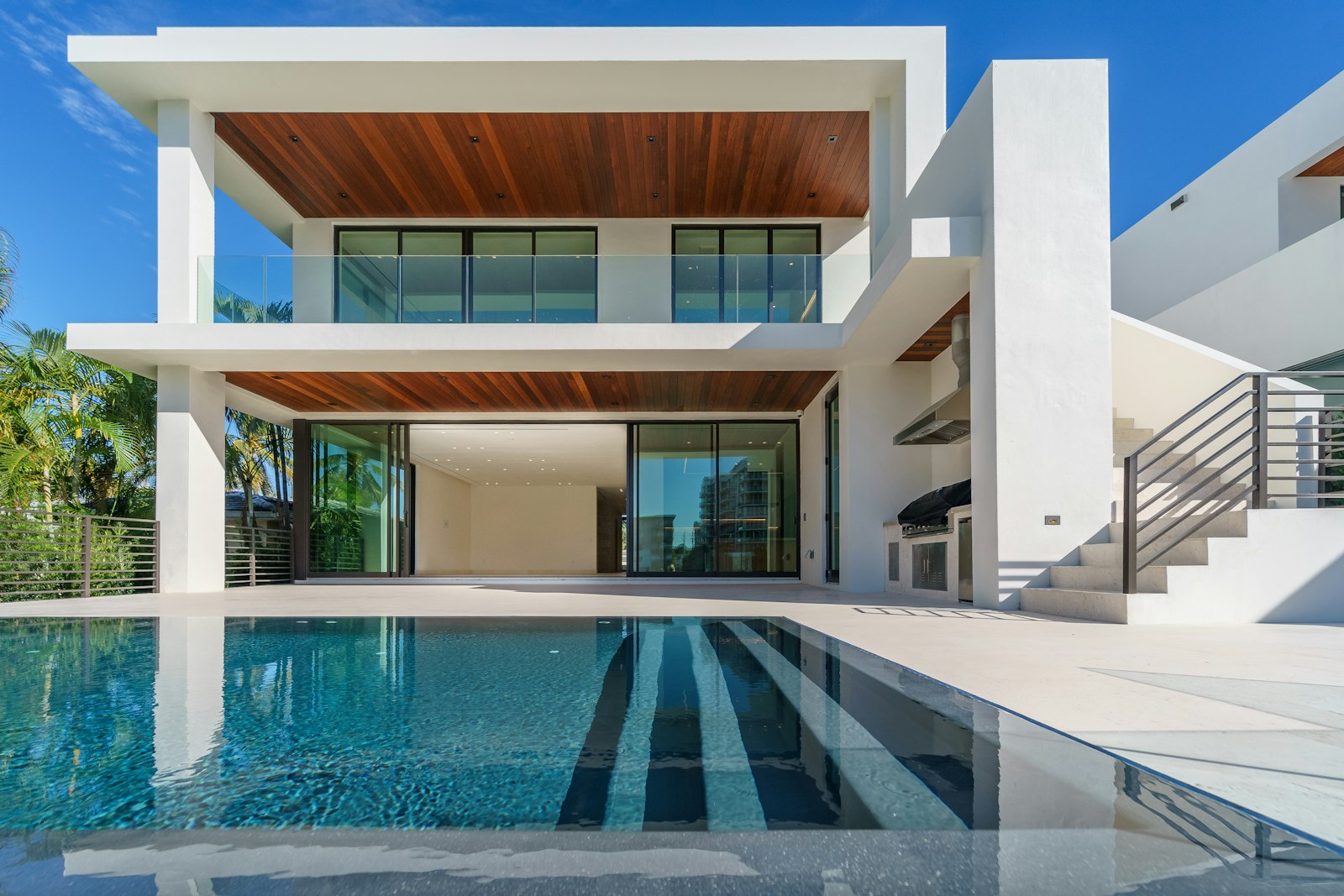 Modern vacation rental home with a pool