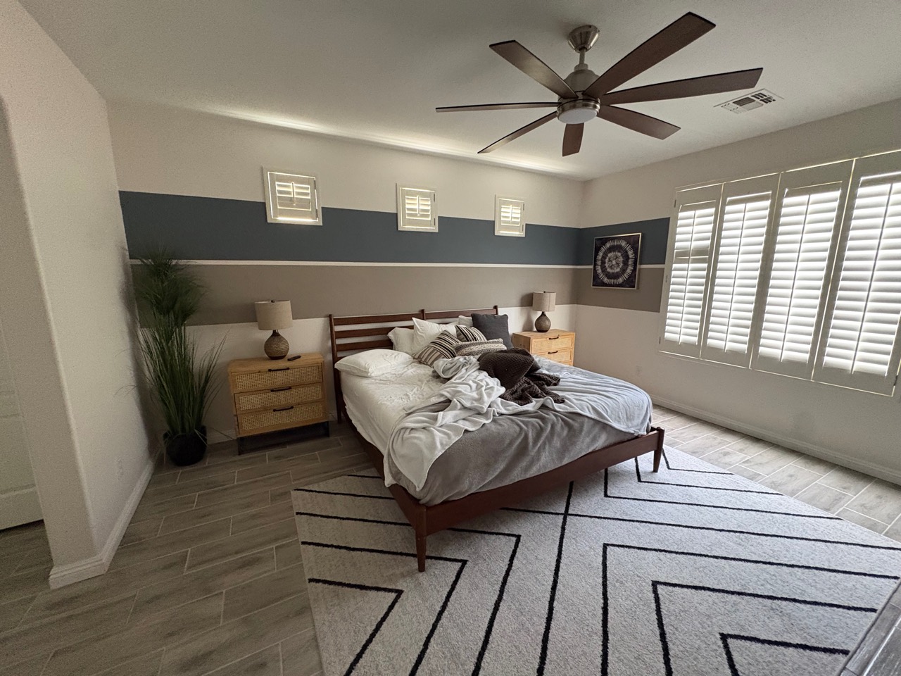Bedroom before a vacation rental turnover clean