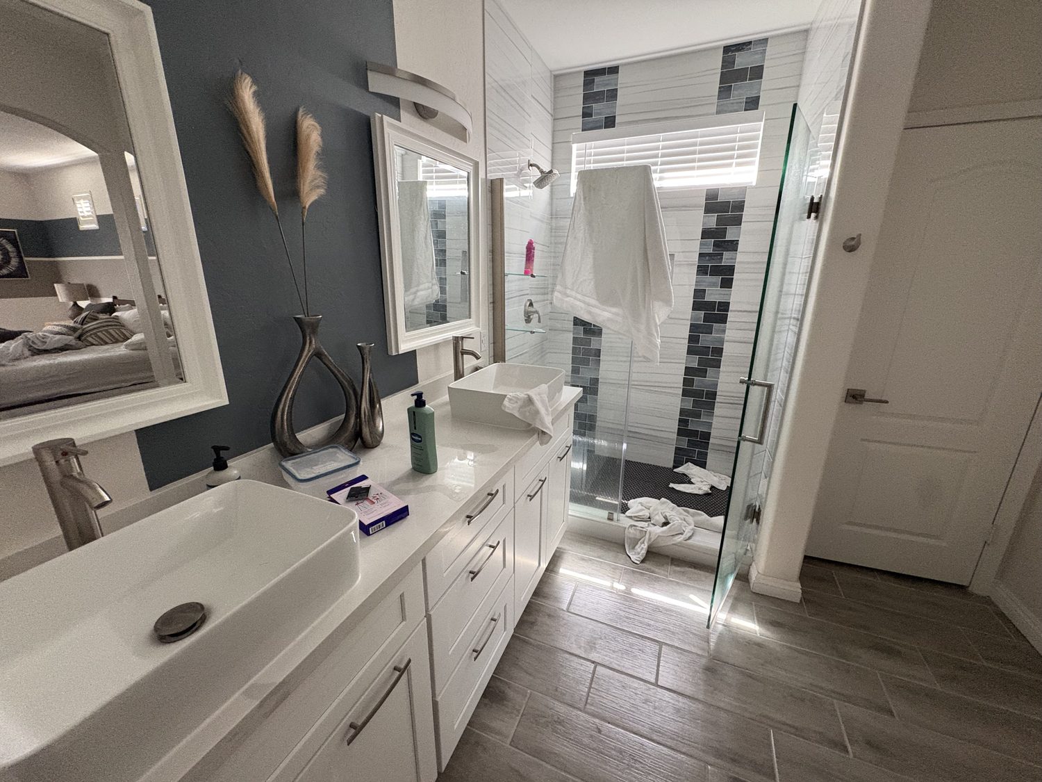 Bathroom before a vacation rental turnover clean
